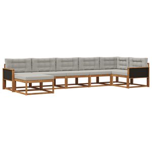 vidaXL Utomhussoffset med kudde 7 pcs Naturlig och ljusgr&aring;