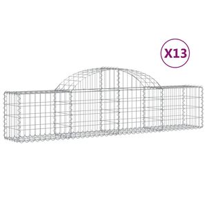 vidaXL Gabion b&aring;gformad 13 st 200x30x40/60 cm galvaniserat j&auml;rn