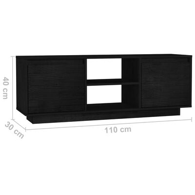 vidaXL TV-bänk svart 110x30x40 cm massiv furu
