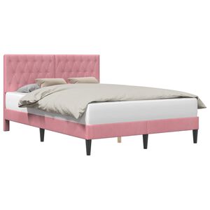 vidaXL S&auml;ngram med huvudgavel Rosa 120 x 200 cm Sammet