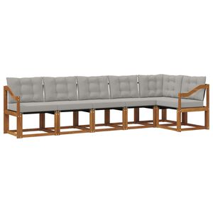 vidaXL Utomhussoffset med kudde 6 pcs Naturlig och Ljus Gr&aring;