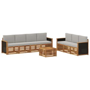 vidaXL Soffgrupper med kudde 8 pcs Massivt Akaciatr&auml;