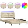 vidaXL Bed Frame with LED without Mattress "Hvar" Cream 120x200 cm Fabric