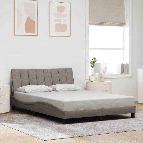 vidaXL Bed Frame without Mattress "Hanko" Taupe 120x200cm Fabric