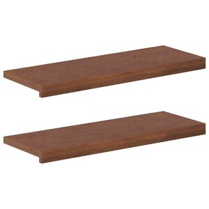 vidaXL Trappsteg 2 st 70 x 25 x 2 cm M&ouml;rkbrun Massivt Ektr&auml;