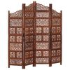 vidaXL Rumsavdelare 4 paneler handsnidad brun 160x165 cm mangotr&auml;