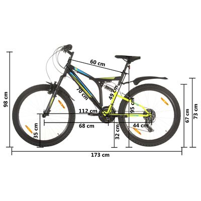 vidaXL Mountainbike 21 växlar 26-tums däck 49 cm svart