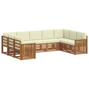 vidaXL Sektionsoffgrupp med kudde 9 pcs Naturlig och Gr&auml;dde