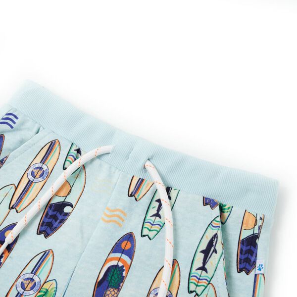 Barnshorts med snöre mjuk blå melange 92