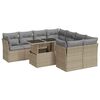 vidaXL Soffgrupp f&ouml;r tr&auml;dg&aring;rden med dynor 9 delar beige konstrotting