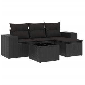 vidaXL Loungegrupp f&ouml;r tr&auml;dg&aring;rden med dynor 5 delar svart konstrotting