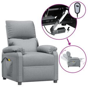 vidaXL Elektrisk massagef&aring;t&ouml;lj ljusgr&aring; tyg