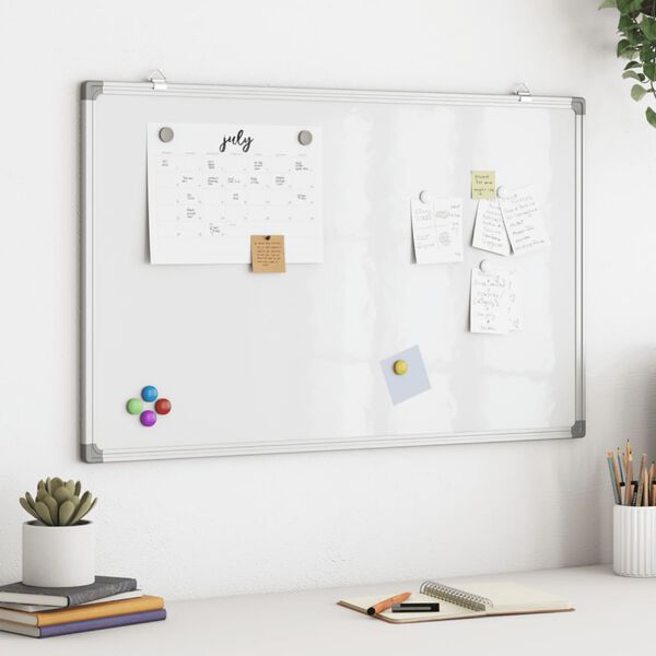vidaXL Magnetisk whiteboard 80x50x1,7 cm aluminium