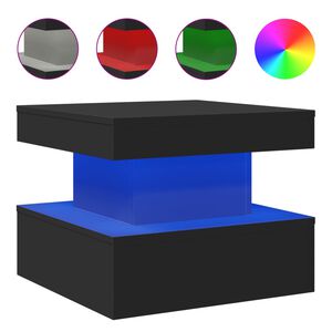 vidaXL Soffbord med LED svart 50x50x40 cm