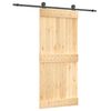 vidaXL Skjutd&ouml;rr Naturlig och svart 90 x 210 cm Massiv furutr&auml;d&ouml;rr