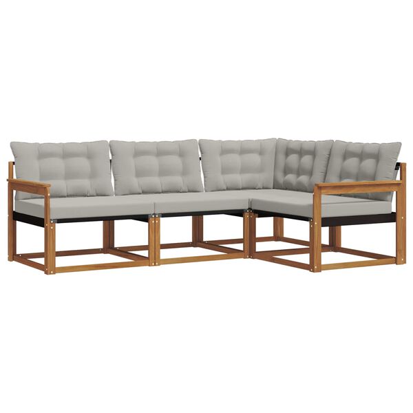 vidaXL Utomhussoffset med kudde 4 pcs Naturlig och Ljus Gr&aring;