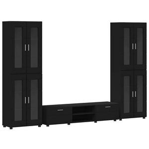 vidaXL TV-b&auml;nkset med l&aring;da med d&ouml;rr FLORIN 3 pcs Svart Konstruerat tr&auml;