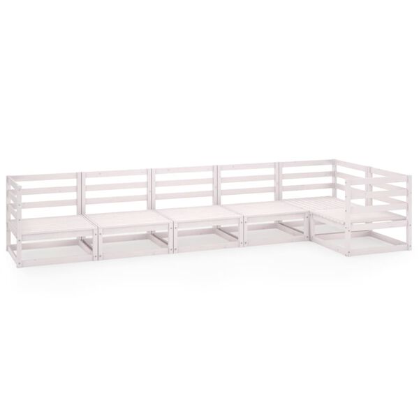 vidaXL Loungegrupp f&ouml;r tr&auml;dg&aring;rden 6 delar vit massiv furu