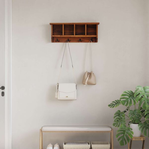 vidaXL Hanger Brun 70 x 11 x 27 cm Massivt mahognytr&auml;