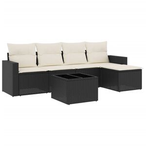 vidaXL Loungegrupp med dynor 6 delar svart konstrotting