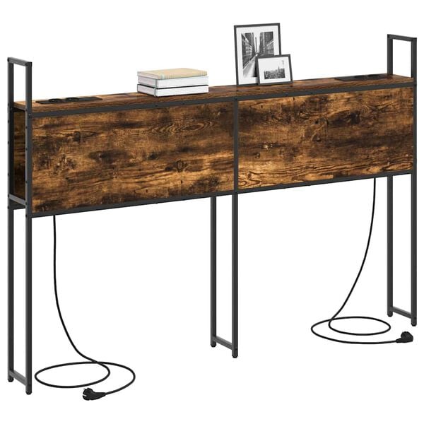 vidaXL F&ouml;rvaringsgavel med Laddstation R&ouml;kf&auml;rgad ek 153 x 15 x 98 cm