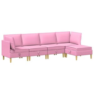 vidaXL Modulsoffor med f&ouml;rvaring 5 st Rosa Tyg