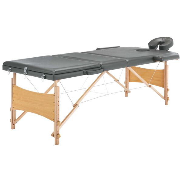 vidaXL Massagebänk med 3 zoner träram antracit 186x68 cm