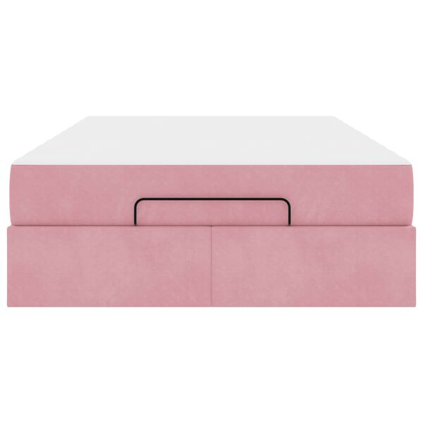 vidaXL S&auml;ngram med madrass med madrass 2 pcs Rosa Sammet