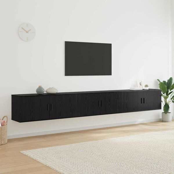vidaXL V&auml;ggmonterad TV-byr&aring; Set 3 pcs Svart Ek 100 x 34,5 x 40 cm
