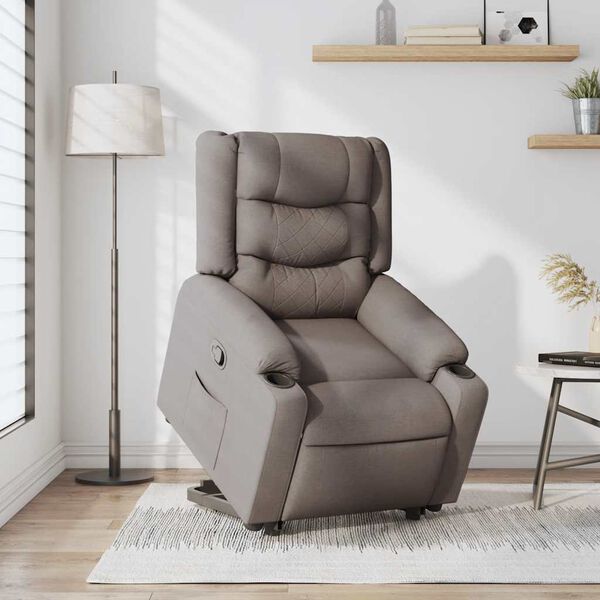 vidaXL Reclinerf&aring;t&ouml;lj med uppresningshj&auml;lp taupe tyg