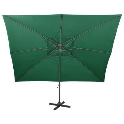 vidaXL Frihängande parasoll med ventilation grön 400x300 cm