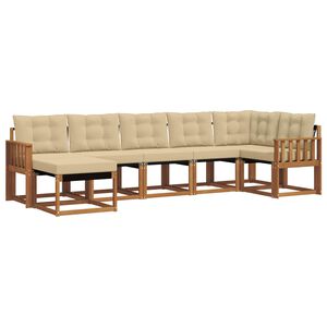 vidaXL Utomhussoffset med kudde 7 pcs Naturlig och Beige