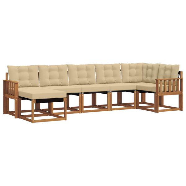 vidaXL Utomhussoffset med kudde 7 pcs Naturlig och Beige