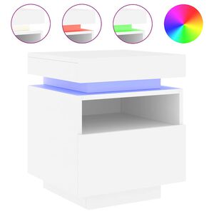 vidaXL S&auml;ngbord med LED-belysning vit 40x39x48,5 cm