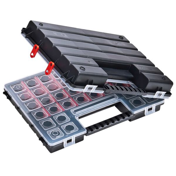 vidaXL Sortimentl&aring;dor 2 st med justerbara avdelare 385x283x50 mm plast