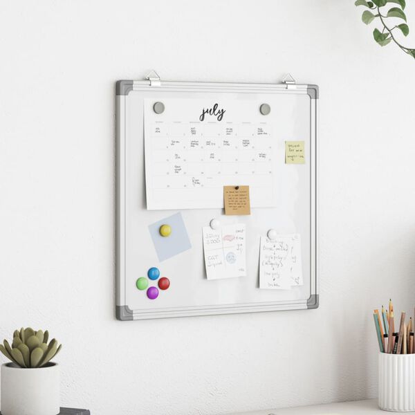 vidaXL Magnetisk whiteboard 60x60x1,7 cm aluminium