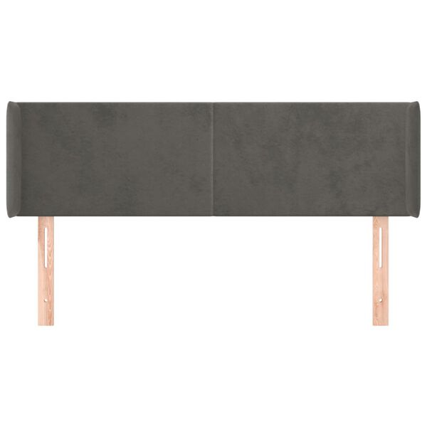 vidaXL Sänggavel med kanter mörkgrå 147x16x78/88 cm sammet