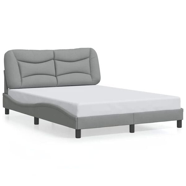 vidaXL Bed Frame without Mattress "Hvar" Light Grey 140x200 cm Fabric