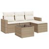 vidaXL Soffgrupp f&ouml;r tr&auml;dg&aring;rden med dynor 5 delar beige konstrotting