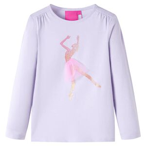 T-shirt med l&aring;nga &auml;rmar f&ouml;r barn ljuslila 92