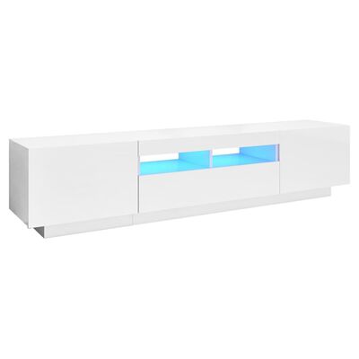 vidaXL TV-bänk med LED-belysning vit högglans 180x35x40 cm
