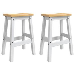 vidaXL Barpall 2 st Vit och Honungsvax 44 x 30 x 63 cm Massivt furu
