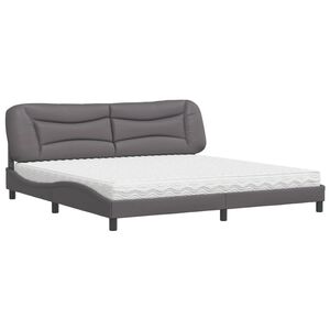 vidaXL Bed with Mattress "Hvar" Grey 200x200 cm Faux Leather