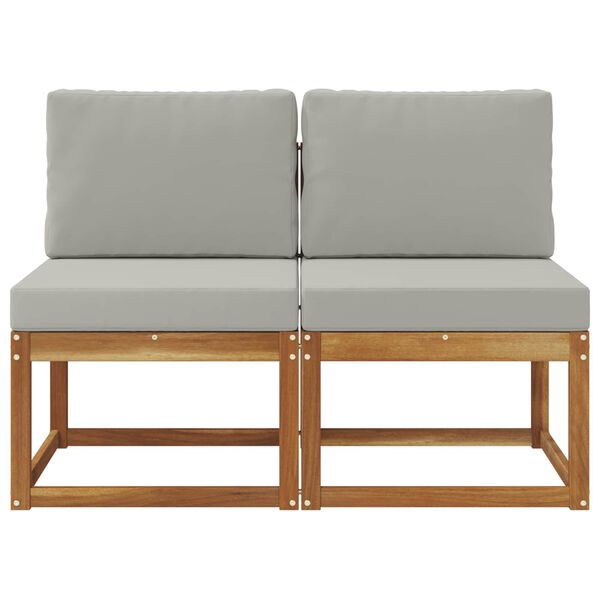 vidaXL 2 Stycke Utomhus Mellansoffa Massivt Akaciatr&auml; Naturf&auml;rg