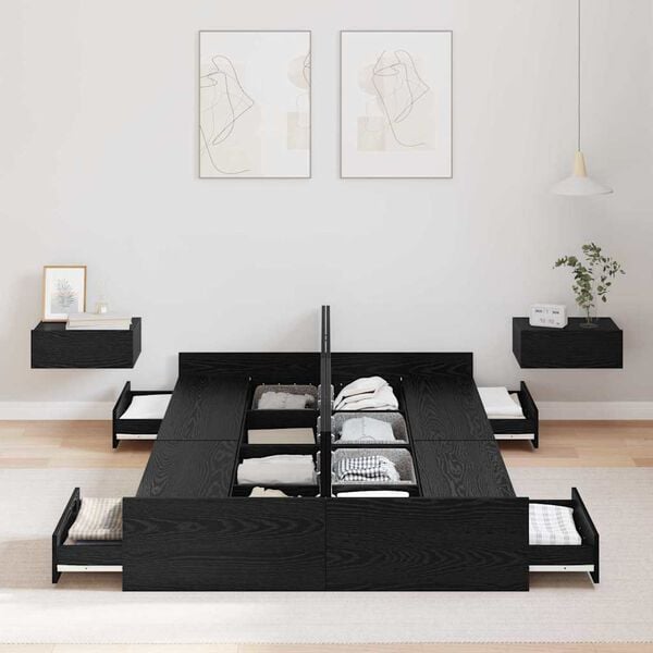 vidaXL F&ouml;rvaringss&auml;ngram Svart Ek 120 x 190 cm Konstruerat tr&auml;