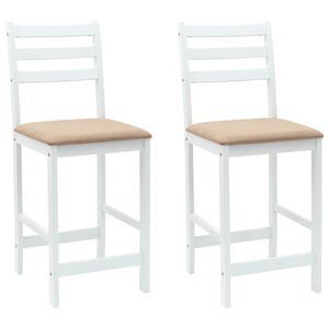 vidaXL Matstolar 2 st Massiv Gummitr&auml; Vit 40 x 47,5 x 99,5 cm