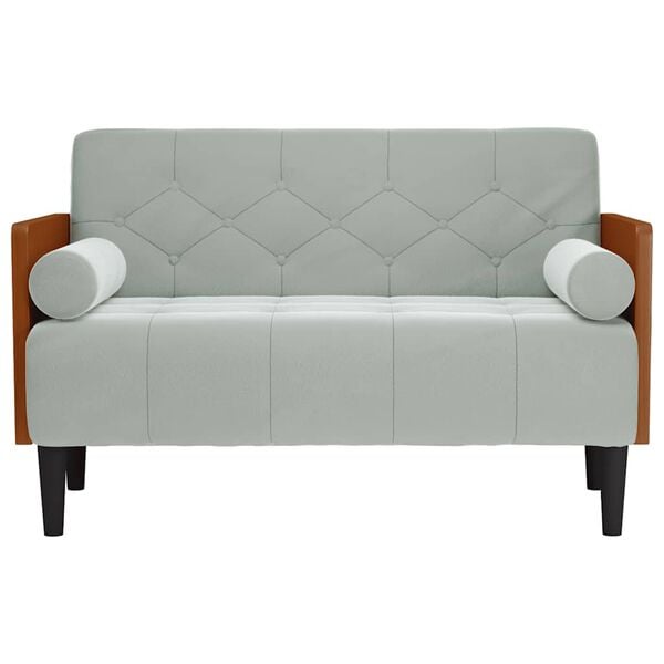 vidaXL Loveseat soffa med bolsterdynor ljusgr&aring; 110 cm sammet