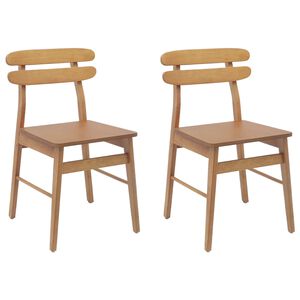 vidaXL Matstol 2 st Massiv Gummitr&auml; Naturf&auml;rg 43,5 x 44,5 x 77,5 cm