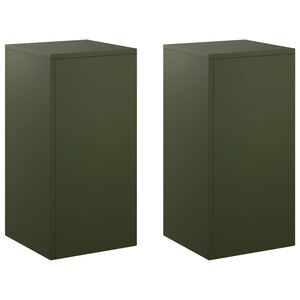 vidaXL V&auml;xtst&auml;ll 2 pcs Olivgr&ouml;n 30 x 30 x 60 cm St&aring;l