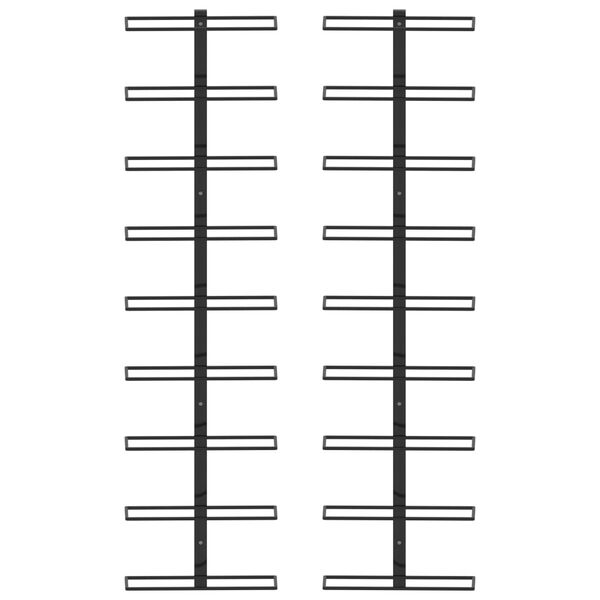 vidaXL V&auml;ggmonterade vinst&auml;ll f&ouml;r 18 flaskor 2 st svart j&auml;rn